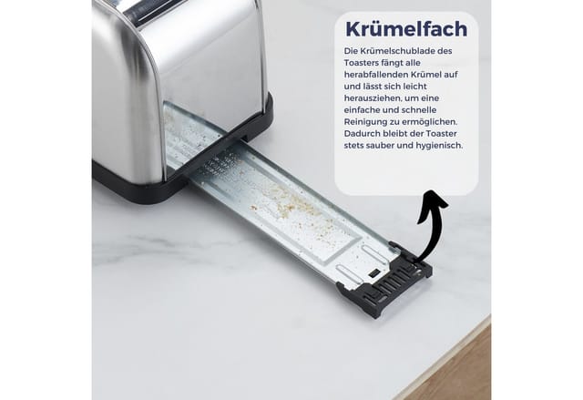 Sommertal Toaster ST1500 XXL 4 Scheiben mit Brötchenaufsatz
