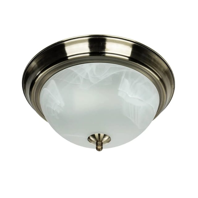 EASYLIGHT Deckenleuchte Rund Ø 28,5 cm In Messing Weiß 2x E27 Metall Glas