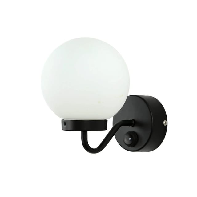 EASYLIGHT Wandleuchte Mit Schalter Metall Glas E14 IP44 Schwarz Weiß