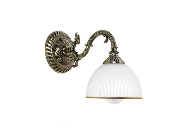 EASYLIGHT Wandleuchte Metall Glas 20 cm Hoch In Messing Weiß E27 Jugendstil