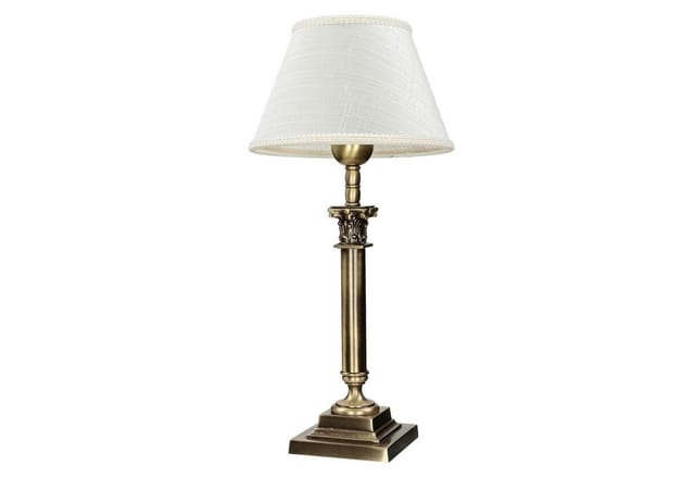 Licht-Erlebnisse Tischleuchte Messing Stoff 41,5 cm Hoch E14 Jugendstil In Bronze Weiß