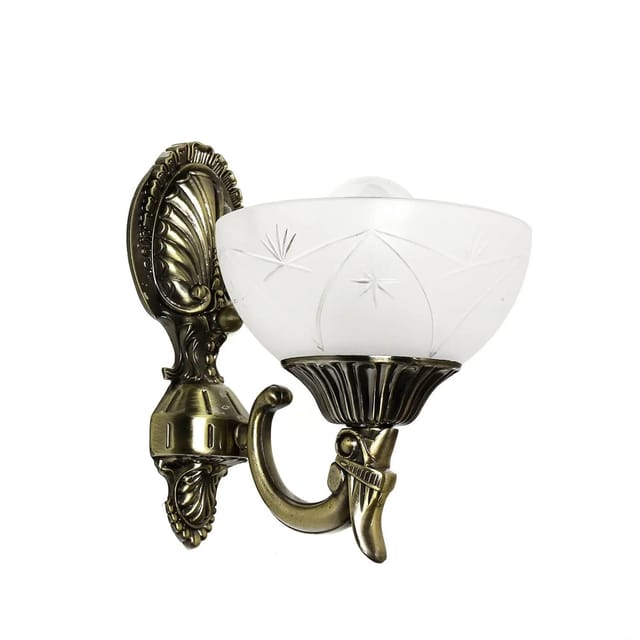 EASYLIGHT Wandleuchte Jugendstil Metall Glas In Messing Weiß Für E27