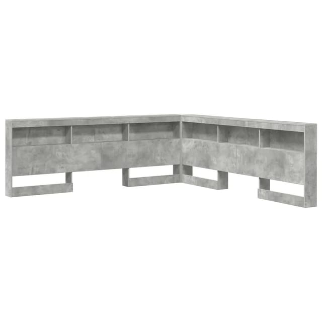 vidaXL Aufbewahrungskopfteil mit Regal Beton Grau 200 cm Holzwerkstoff 3335472