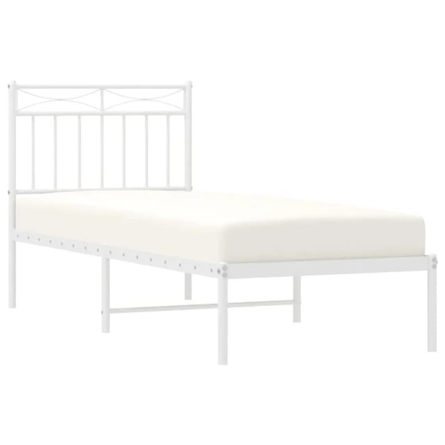 vidaXL Metallbett ohne Matratze mit Kopfteil Weiß 75x190 cm 373730