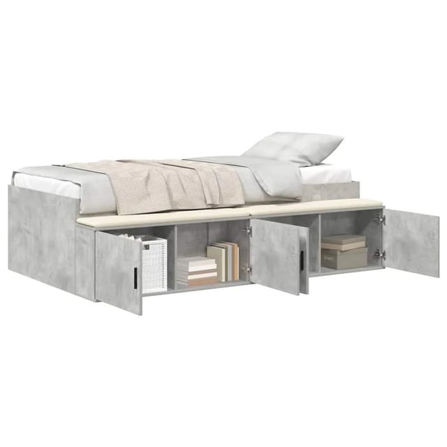 vidaXL Bettrahmen mit Schubladen Beton Grau 90 x 200 cm Holzwerkstoff 3335192