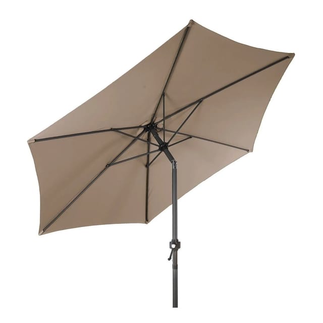 Lex XL Alu Sonnenschirm Ø 2,5 m Kurbelschirm Garten Balkon Terrasse Knickbar Taupe
