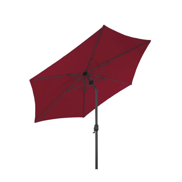 Lex XL Alu Sonnenschirm Ø 2,5 m Kurbel Garten Balkon Terrasse Knickbar Burgundrot