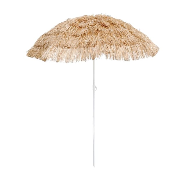 Lex Hawaii Sonnenschirm Bastschirm Ø 160 cm UV30+ Strandschirm Knickschirm Braun