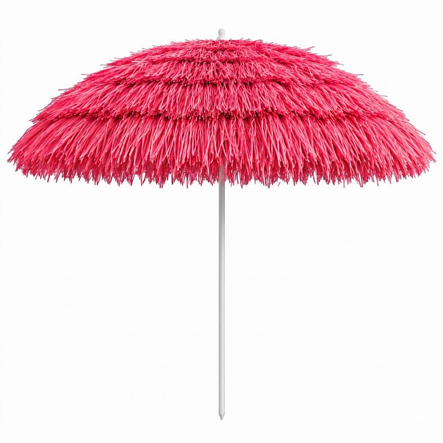 Lex Hawaii Sonnenschirm Bastschirm Ø 160 cm UV30+ Strandschirm Knickschirm Fuchsia