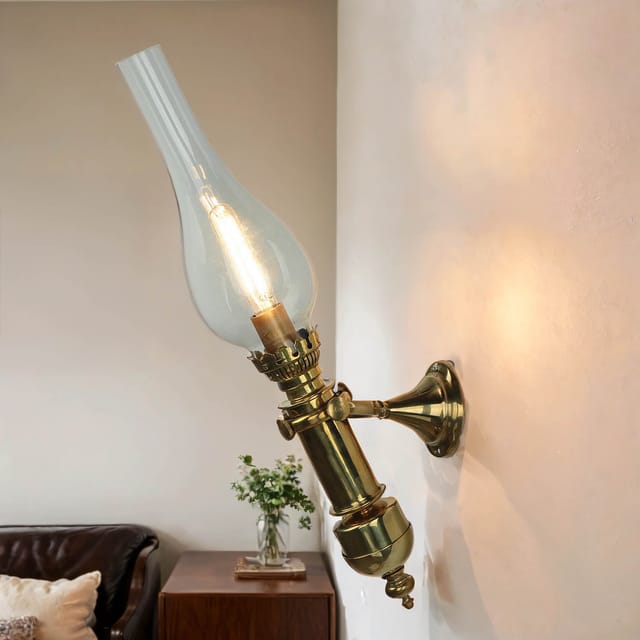 Licht-Erlebnisse Wandlampe Glas Messing Massiv E14 44 cm Hoch Jugendstil