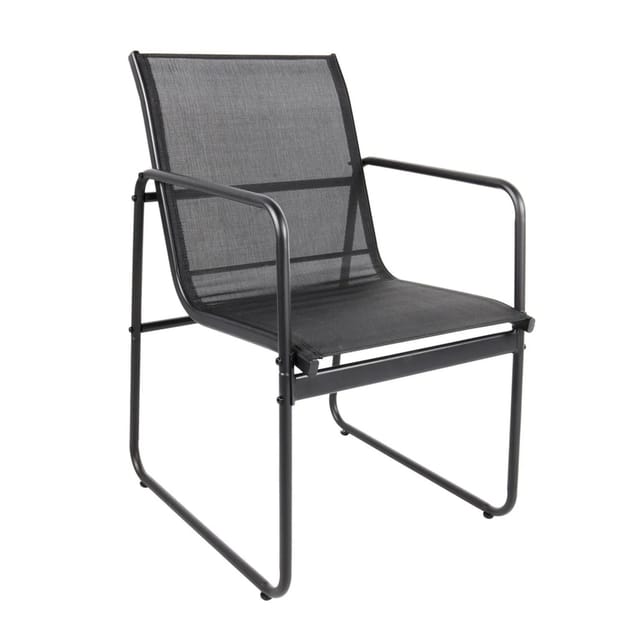 Mojawo Gartenstuhl Gartensessel Outdoorstuhl Lounge Sessel Vollstahl Textilen Schwarz