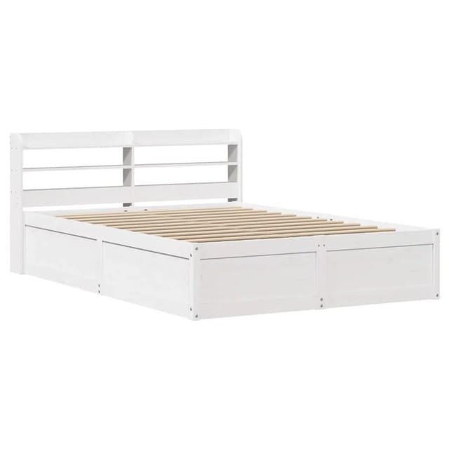 vidaXL Massivholzbett mit Kopfteil Weiß 140x190 cm Kiefer 3307096