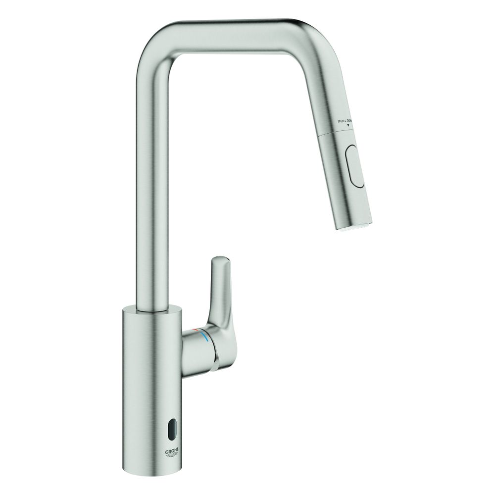 Grohe Eurosmart Hybrid-einhand-spültischbatterie 1-loch-montage, Ausziehbarer Auslauf Schwenkbar, Dual-strahl, Supersteel