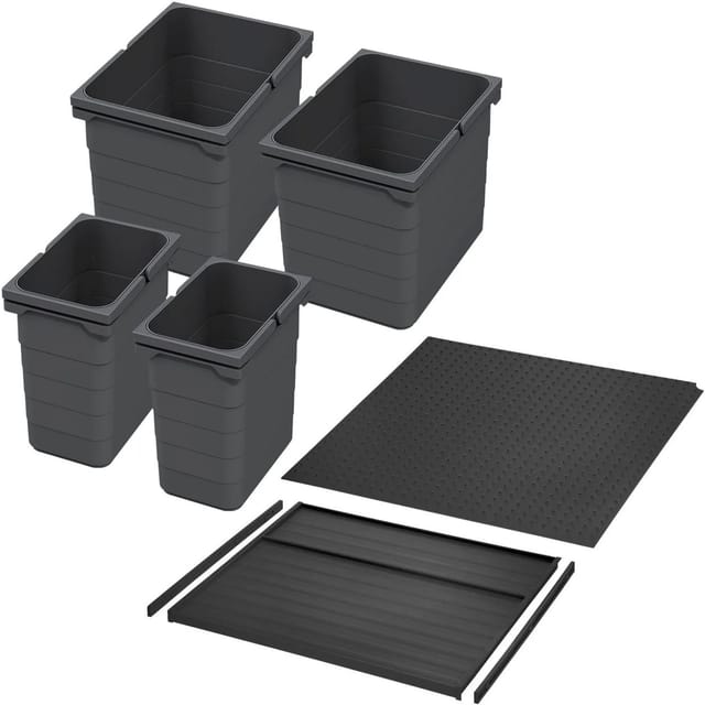 Ninka Abfalltrennsystem Eins2vier KB 600 mm 2x 7L 2x 15L Dunkelgrau für Seitenstärke 16 mm