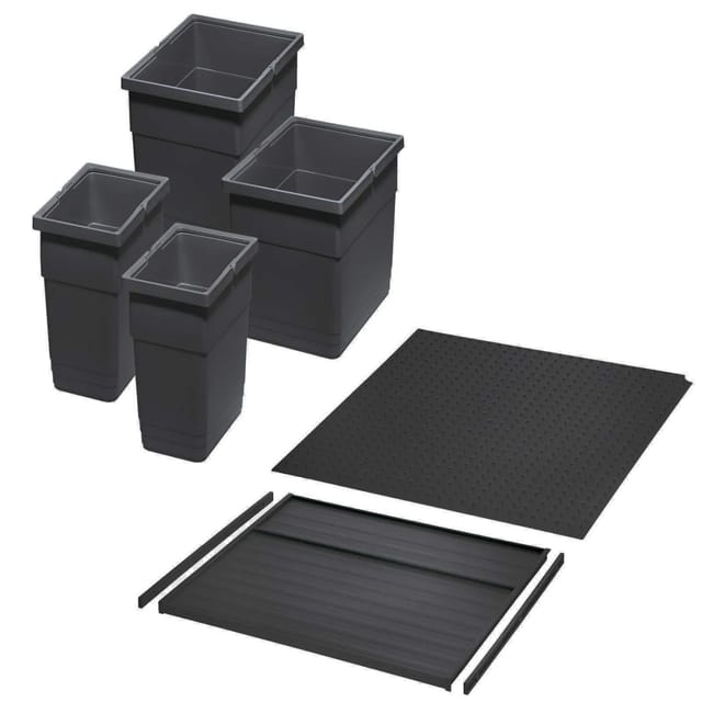 Ninka Abfalltrennsystem Eins2vier KB 600 mm 2x 6L 2x 13,5L Dunkelgrau für Seitenstärke 16 mm