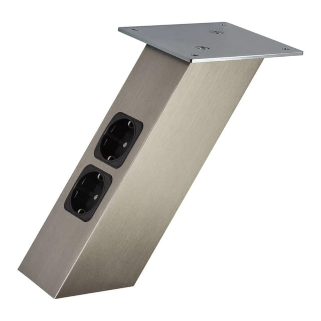 SOTECH Barkonsole Schräg Höhe 210 mm 120 x 120 mm mit Steckdosen Edelstahloptik