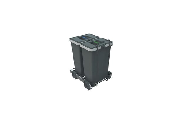 SOTECH Abfallsammler Mülleimer Ecofil 2x 8L mit Deckel Vollauszug Bodenmontage für Korpus Ab 30 cm