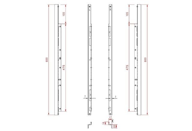 SOTECH 1 Paar Hitzeschutzleisten für Backöfen Silbergrau 600 mm