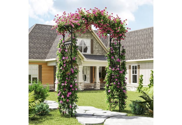 Costway Rosenbogen Metall Torbogen Garten 170 x 39 x 210 cm Schwarz