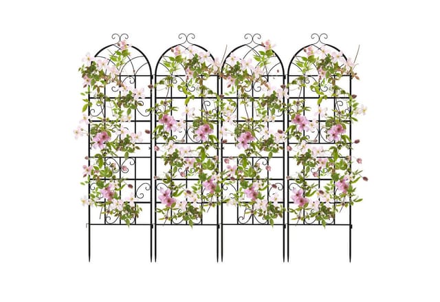 Costway Rankgitter Metall 4er Set Gartenzaun Schwarz 180 x 50 cm