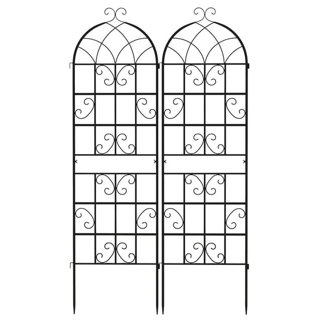 Costway Rankgitter Metall 2er Set Gartenzaun Schwarz 180 x 50 cm