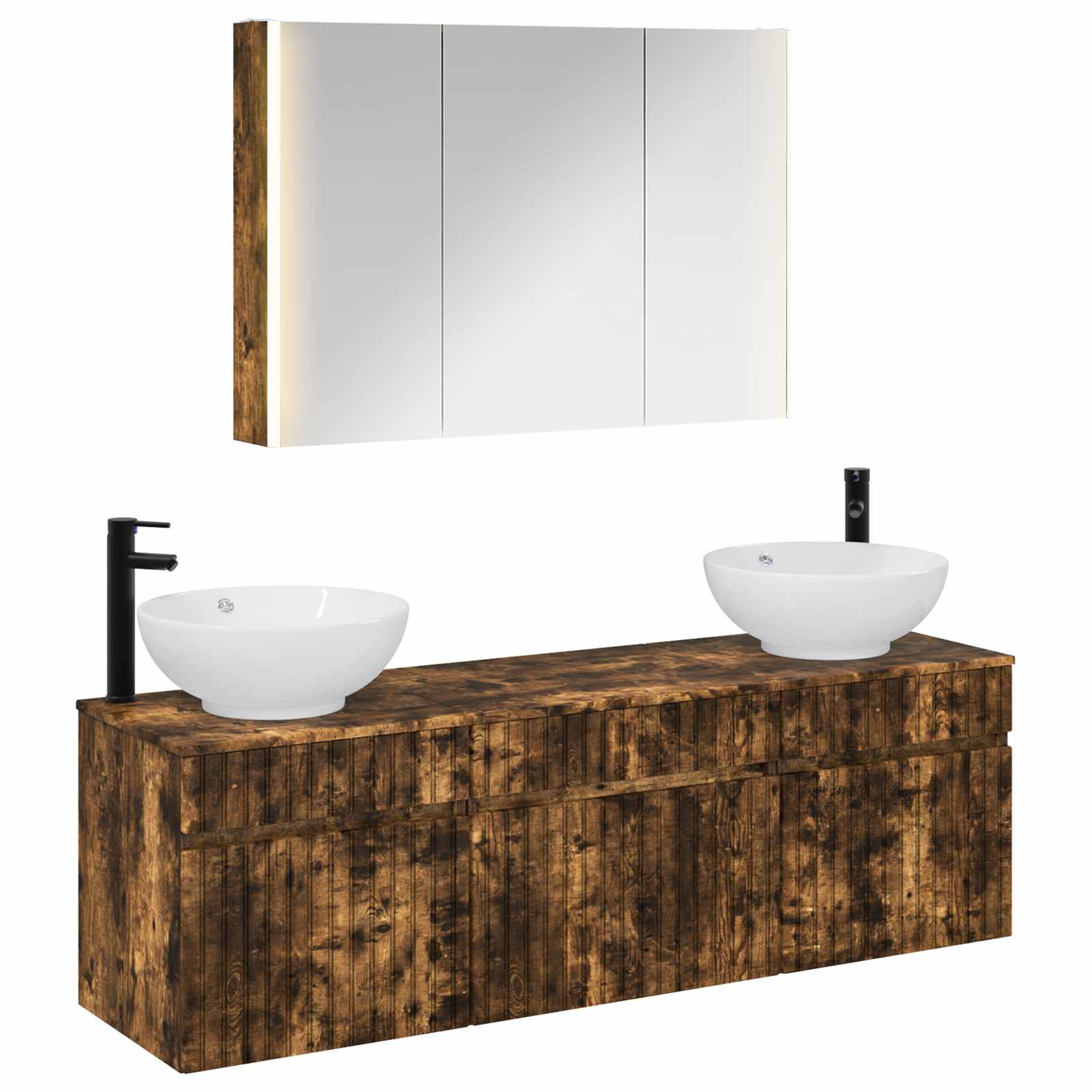 Badezimmerschrank-set 4 Stk. Geräucherte Eiche Holzwerkstoff Vidaxl