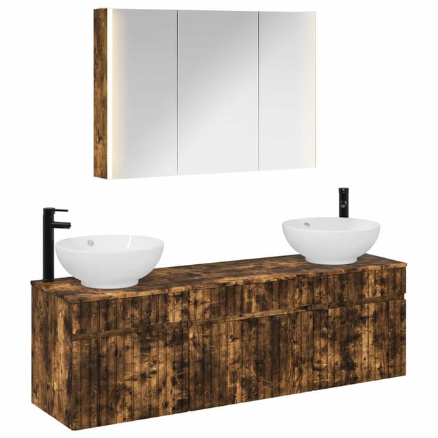 Badezimmerschrank-set 4 Stk. Geräucherte Eiche Holzwerkstoff Vidaxl
