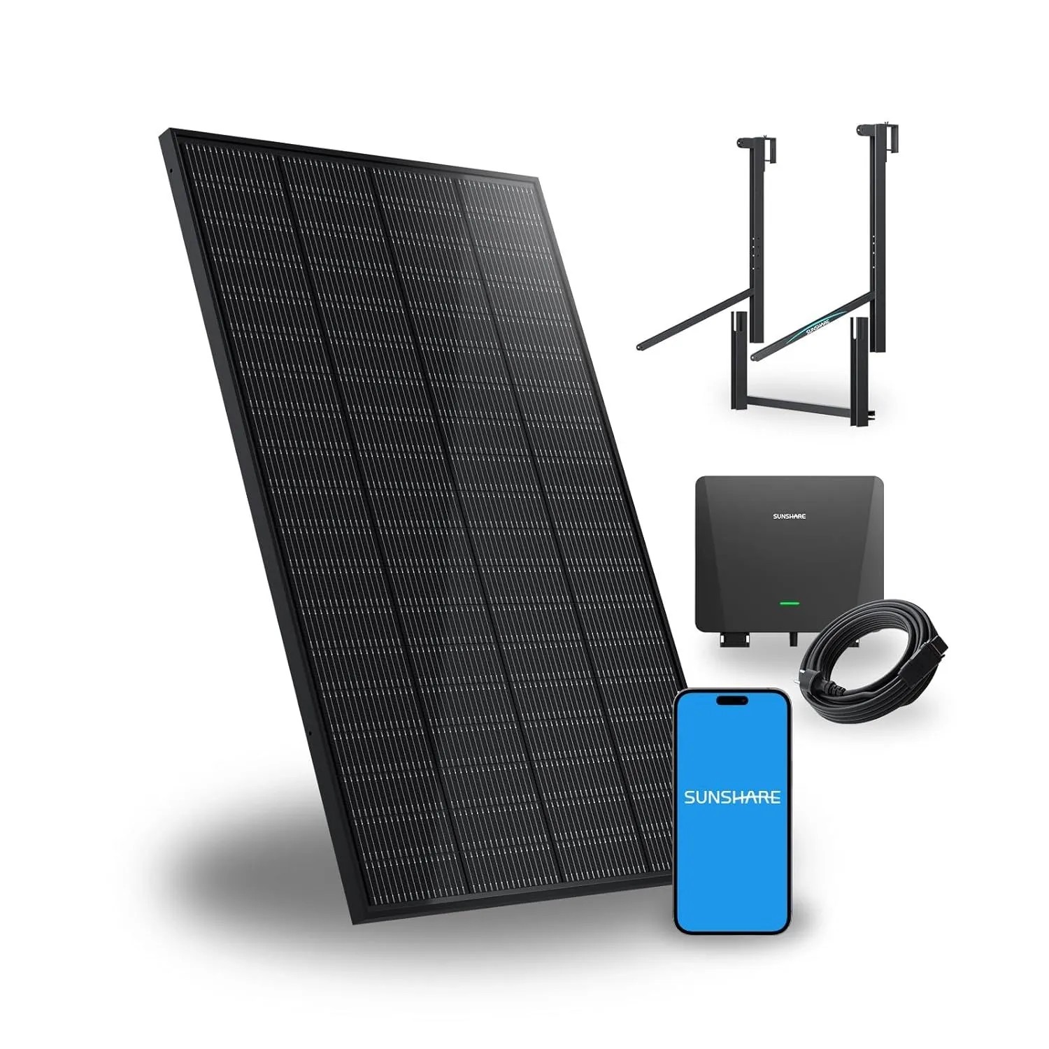 SUNSHARE Ray 200W Balkonkraftwerk Mit Halterung Für Geländer-Balkon Und Balkonkrümmung