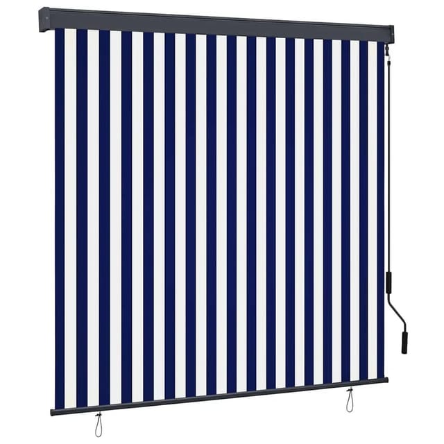 vidaXL Rollo Gestreift Blau und Weiß 180 x 250 cm Stoff und Aluminium 362081