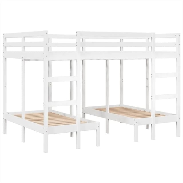 vidaXL Dreifach-Etagenbett Weiß 140x200/70x140 cm Massivholz Kiefer 3308578
