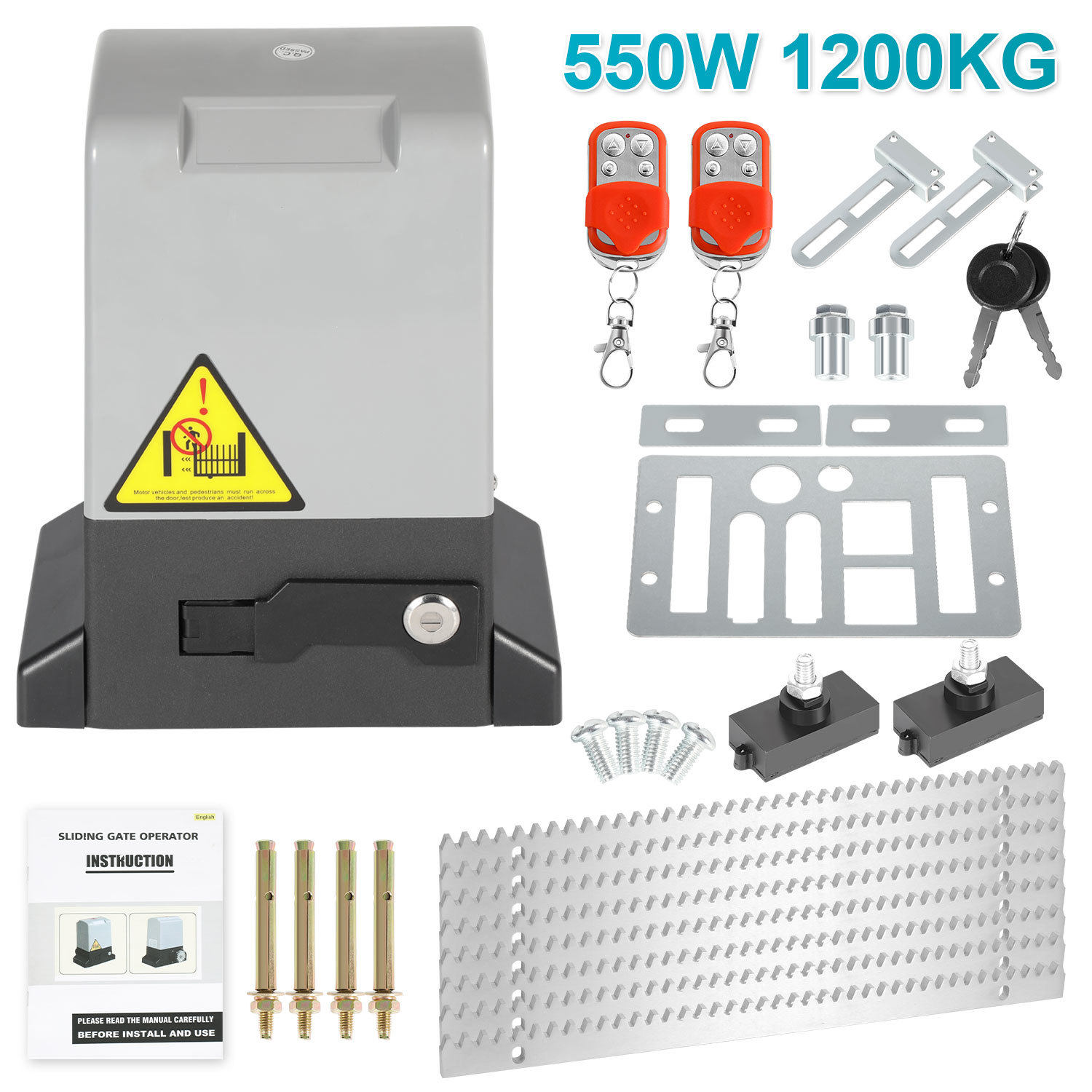 Randaco Motor Para Puerta Corredera 550w Hasta 1200 Kg, Motor Eléctrico Para Portón Con 2 Llaves Y Mando A Distancia, Automatismo Para Portón