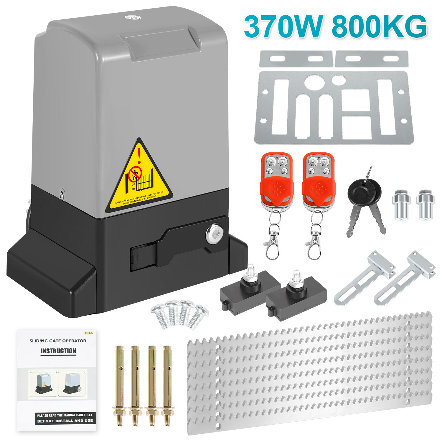 Randaco Motor Para Puertas Correderas 370w Hasta 800 Kg, Motor Eléctrico Para Portones Con 2 Llaves Y Mando A Distancia, Automatismo Para Portones