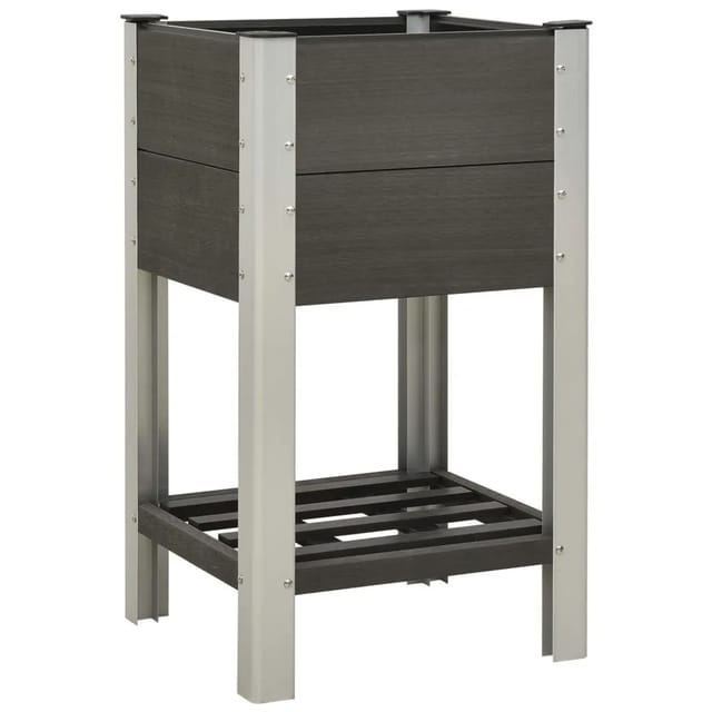 vidaXL Garten-Hochbeet mit Ablage 50x50x90 cm WPC Grau 149013