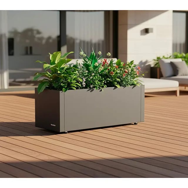 Herstera Garden Metall-Pflanzkübel Cube 25 cm x 60 cm x 25 cm Anthrazit