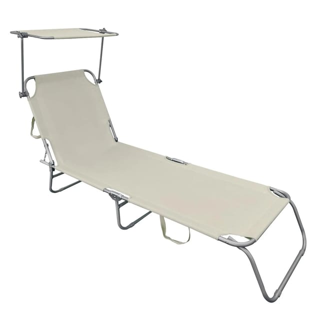 Lex XL 3-Bein Gartenliege Sonnenliege Strandliege Gartenmöbel Sonnendach Klappbar Beige