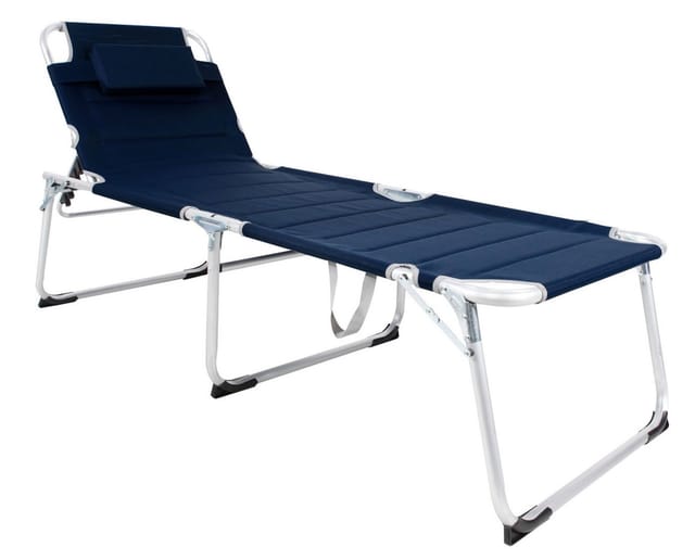 Lex XXL Aluminium Gartenliege Sonnenliege Gepolstert mit Kopfkissen Klappbar 200 cm Dunkelblau