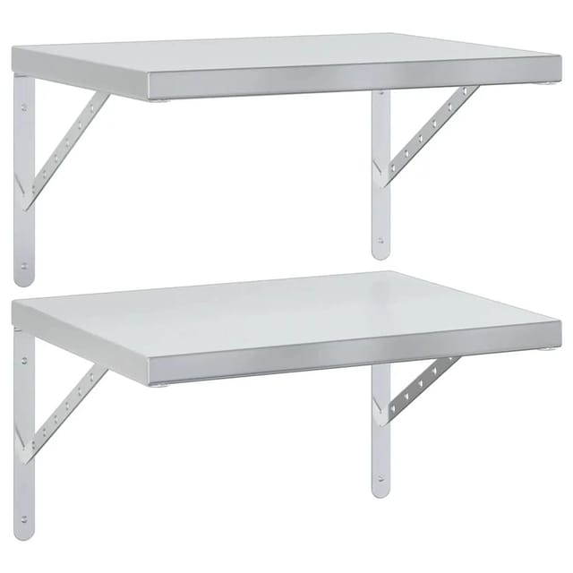 vidaXL Wandregale 2 Stk 50x40 cm Silbern Edelstahl 3214508