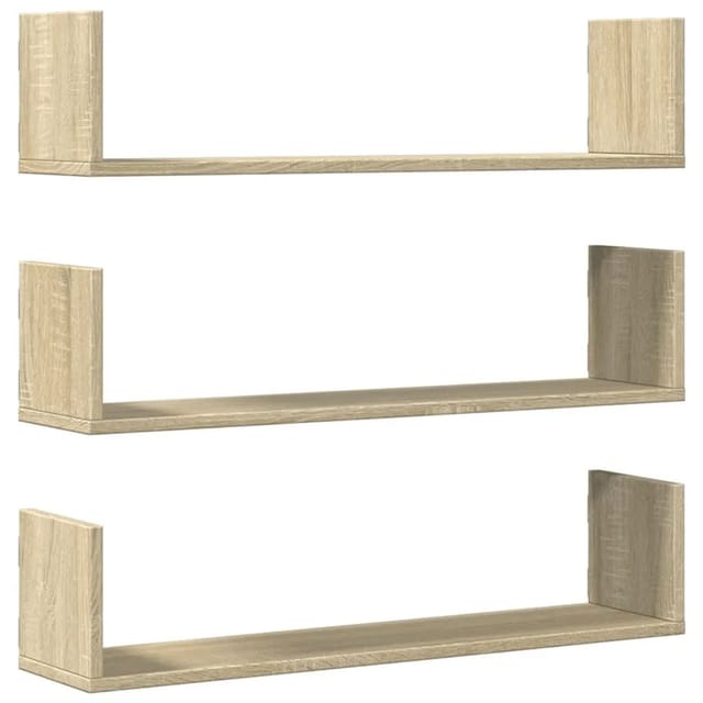vidaXL Wandregale 3 Stk Sonoma-Eiche 80x18x18 cm Holzwerkstoff 853292