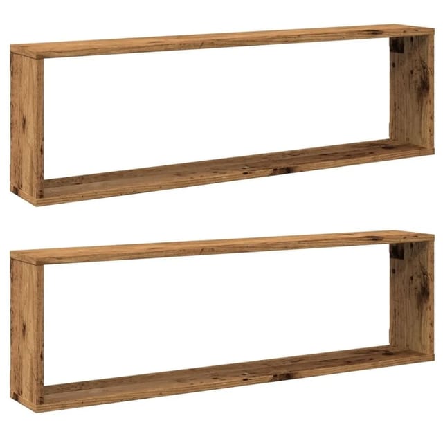 vidaXL Würfel-Wandregale 2 Stk Altholz-Optik 100x15x30 Holzwerkstoff 856582