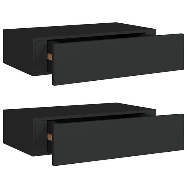 vidaXL Wandregale mit Schubladen 2 Stk Schwarz 40x23,5x10 cm MDF 330244