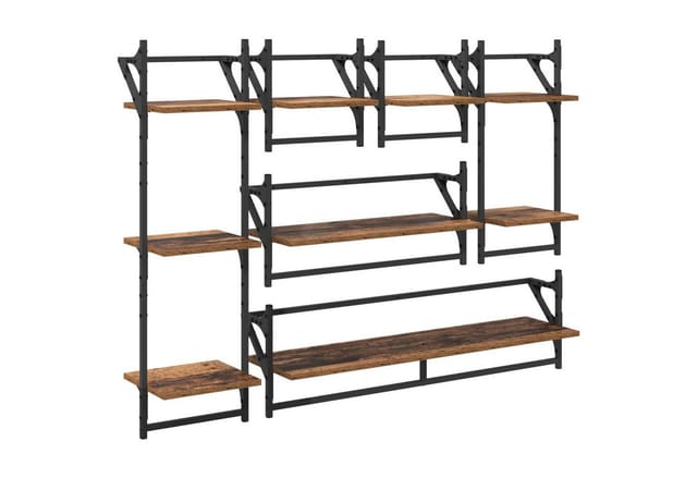 vidaXL Wandregal-Set 6-Tlg Altholz 100 x 25 x 30 cm Holzwerkstoff 882838