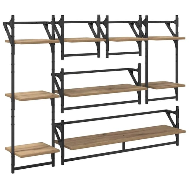 vidaXL Wandregal-Set mit Regal 6-Tlg Artisan-Eiche 100 x 25 x 30 cm 882839