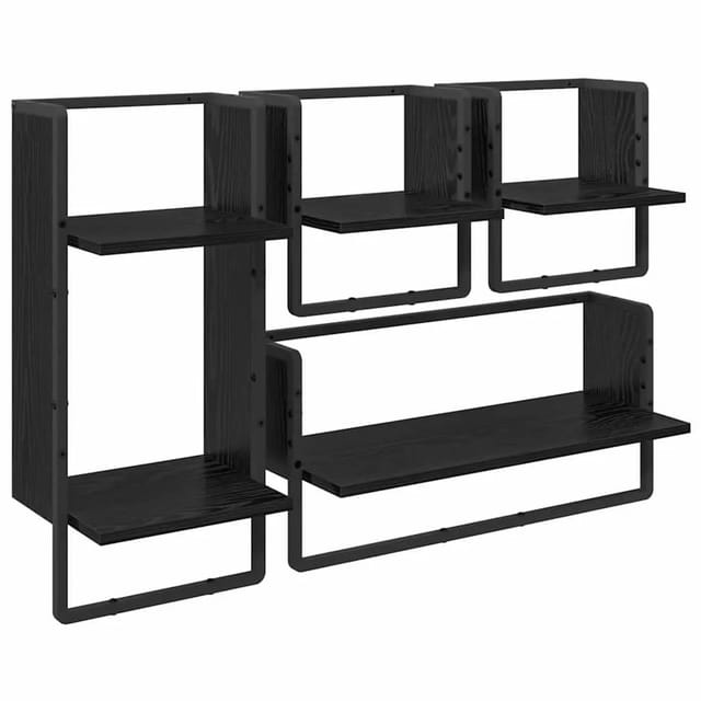 vidaXL Wandregal-Set 4-Tlg Schwarz Eichen-Optik 65 x 25 x 30 cm 882846