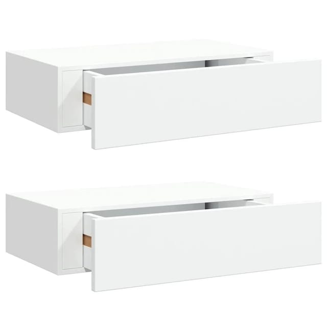 vidaXL Wandregale mit Schubladen 2 Stk Weiß 40x23,5x10 cm MDF 330242