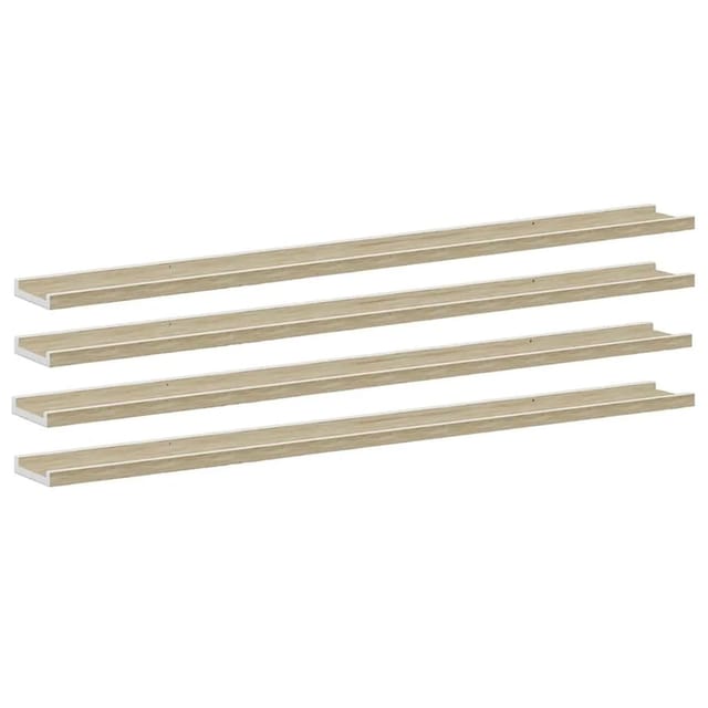 vidaXL Wandregale 4 Stk Weiß und Sonoma-Eiche 115x9x3 cm 326698