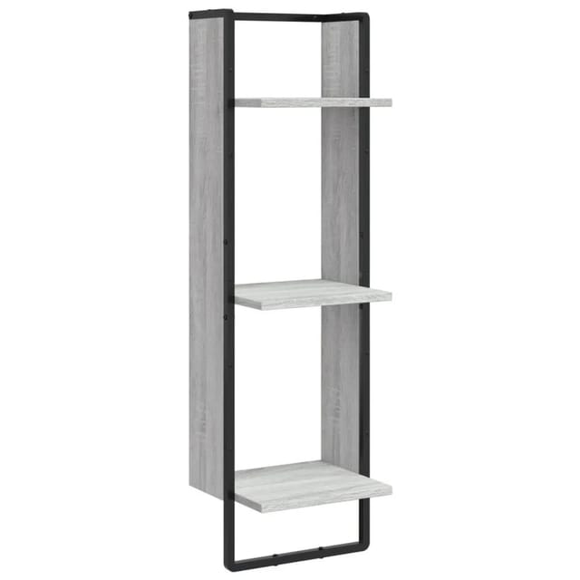 vidaXL Wandregal 3 Fächer Grau Sonoma 30x25x100 cm Holzwerkstoff 836306