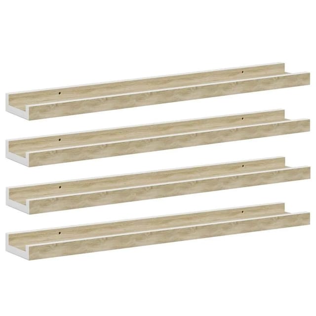 vidaXL Wandregale 4 Stk Weiß und Sonoma-Eiche 60x9x3 cm 326695