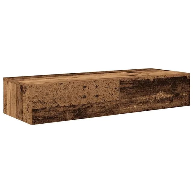 vidaXL Wandregal mit Schubladen Altholz-Optik 100x36x19 cm 859993