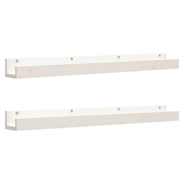 vidaXL Wandregale 2 Stk Weiß 110x12x9 cm Massivholz Kiefer 823595