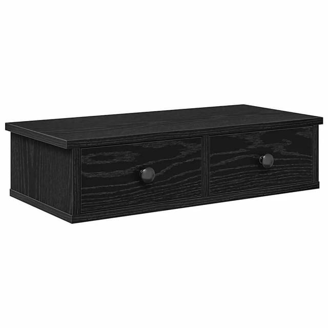 vidaXL Wandregal mit Schubladen Schwarz 60x28x15 cm Holzwerkstoff 859942
